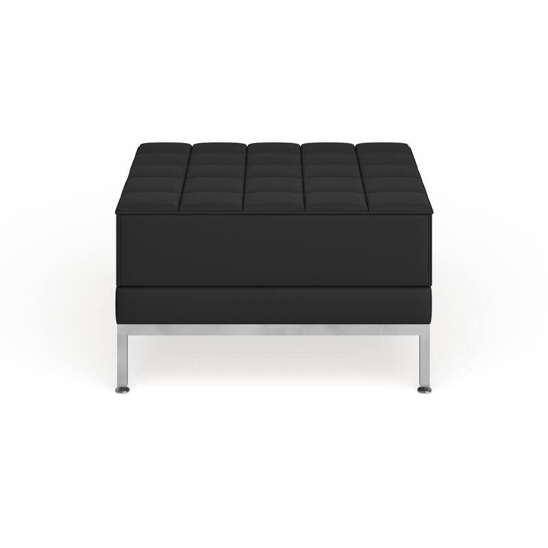 LeatherSoft Quilted Tufted Modular Ottoman with Stainless Steel Legs