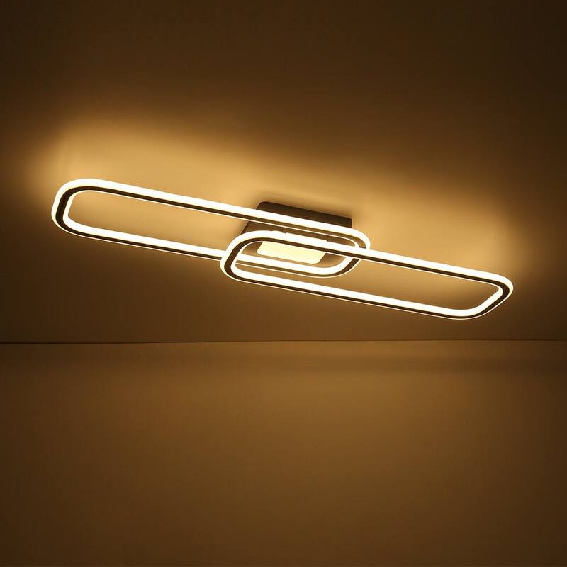 Dimmable LED Dual Oval Ring Long Semi Flush Mount Light 41in