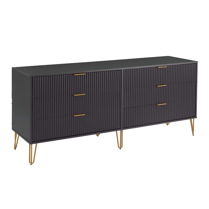 Manhattan Comfort Dumbo Modern 6-Drawer Double Low Dresser.