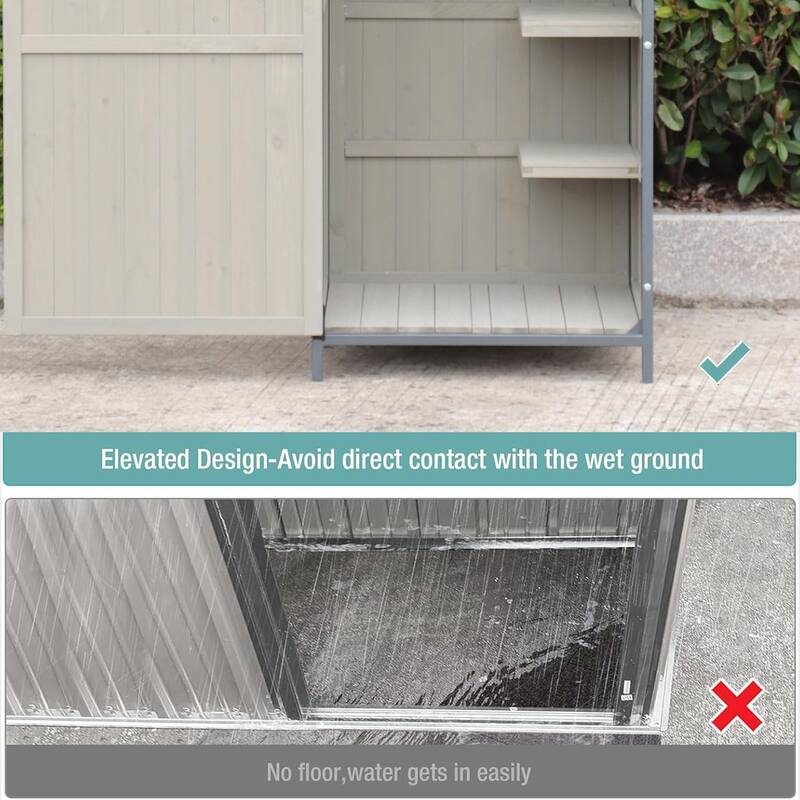 Durable Outdoor Storage Shed with Adjustable Shelves, Waterproof Roof, Tool Organizer