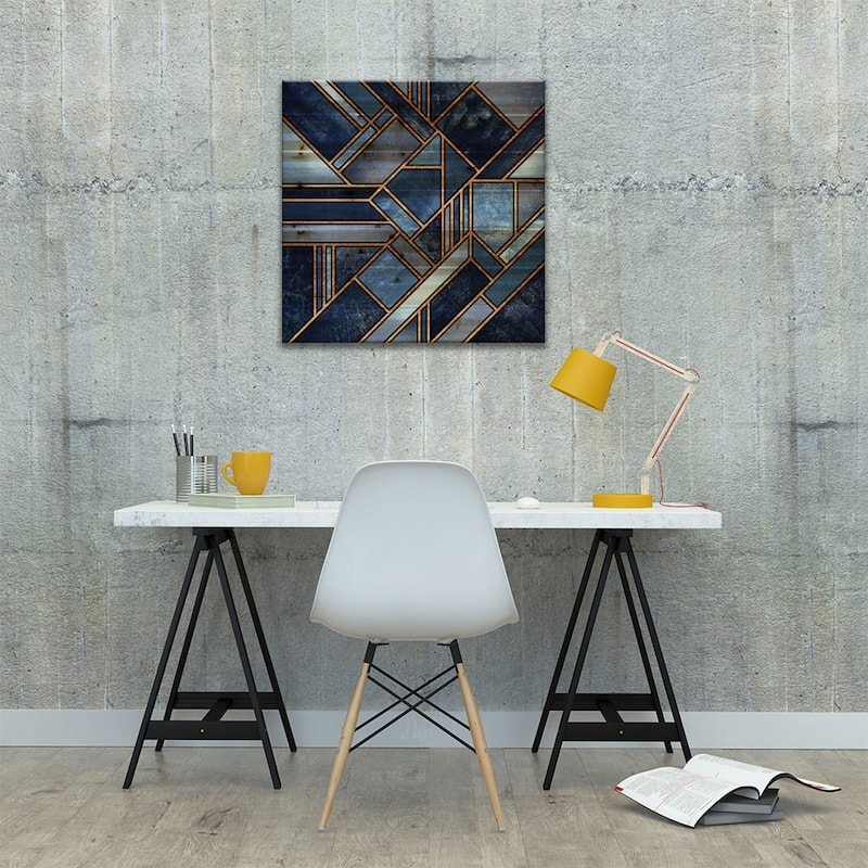 Blue City Print On Wood by Elisabeth Fredriksson - Multi-Color