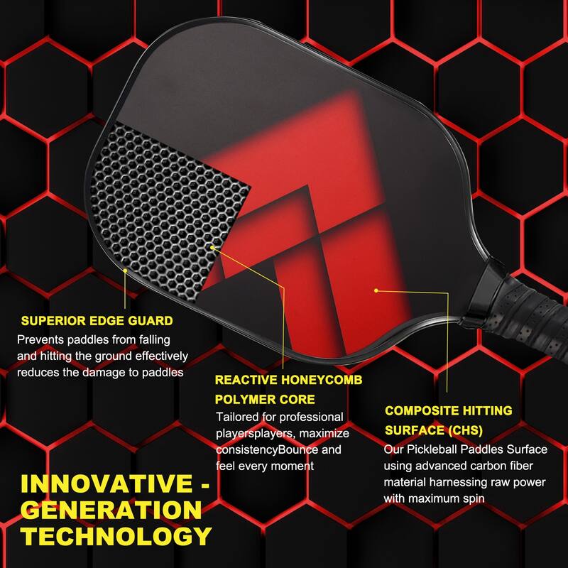 Graphite Pickleball Paddles Carbon Fiber Racket with Protective Cover - Multicolor - Multicolor