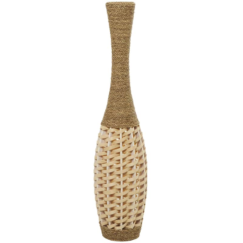 Seagrass Handmade Tall Woven Floor Vase - Brown - Roche River Decor