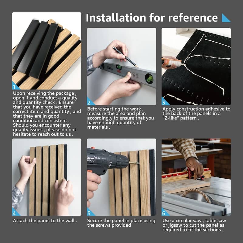 Art3d 23.6in x 47.2in Acoustic Wall Paneling,Slat Wall Cladding Siding Board,4pcs