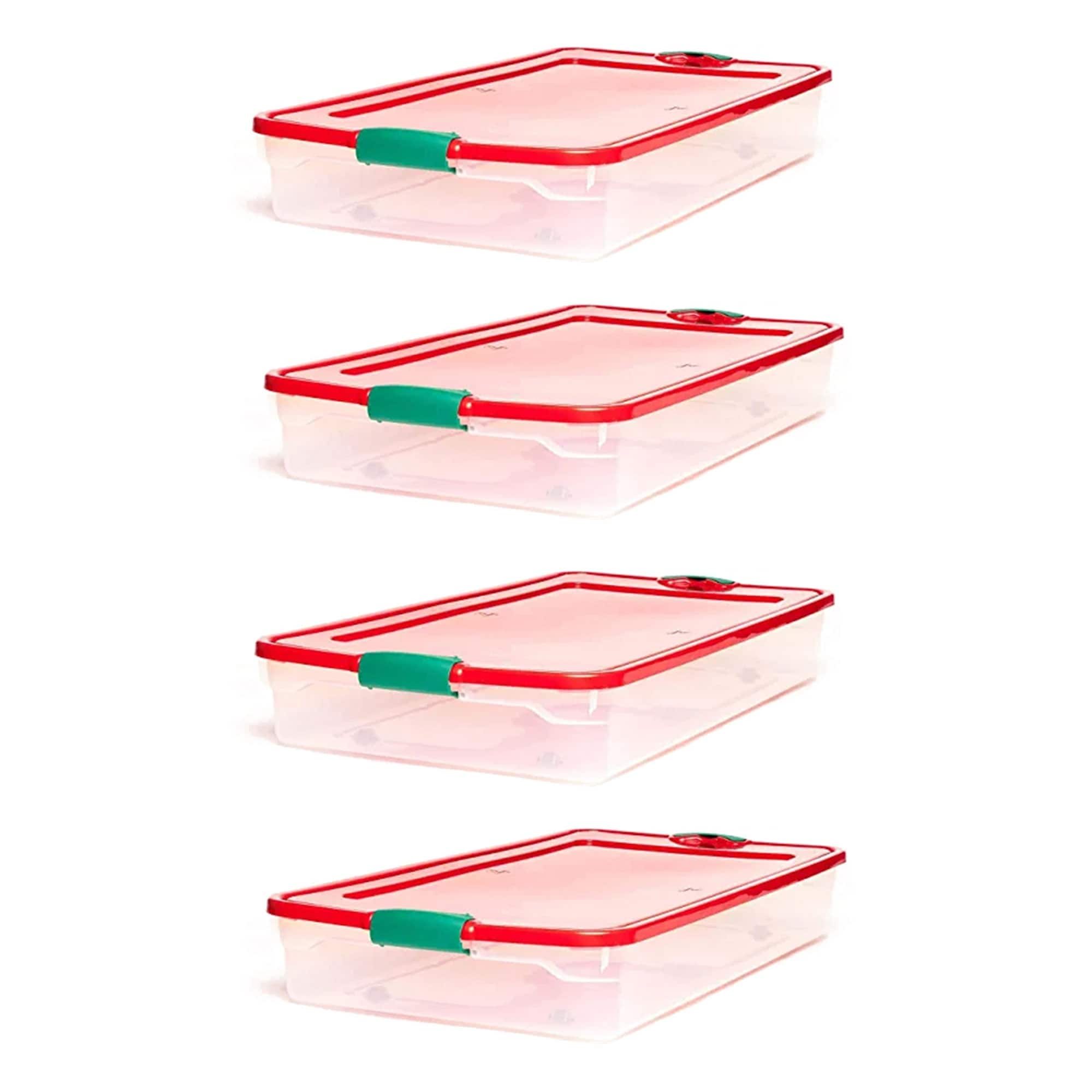 Homz 64 Qt Secure Latch Clear Plastic Storage Container Bin w/ Red