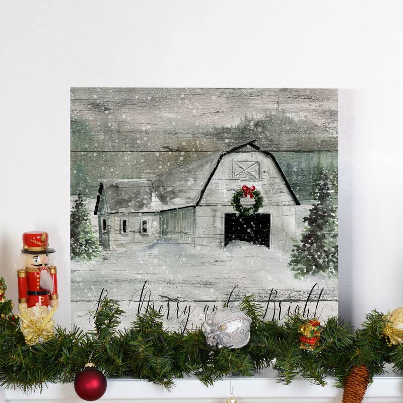 Merry and Bright Barn-Premium Gallery Wrapped Canvas - Ready to Hang
