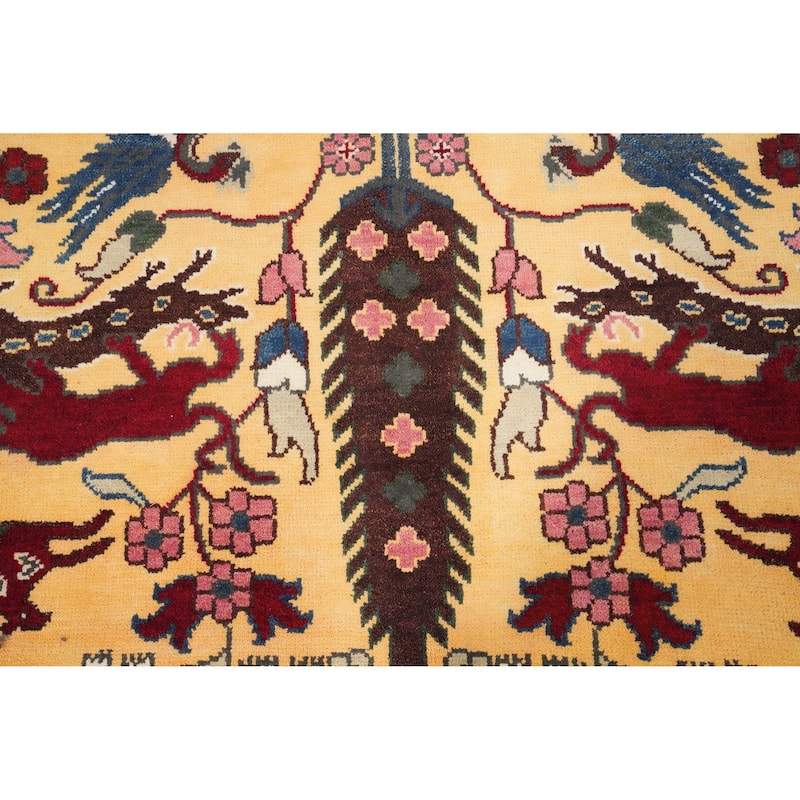 Hand Knotted Oriental 100% Wool Carpet Traditional Floral Yellow & Gold Ziegler Area Rug - 9' 11'' X 8' 0''