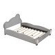 preview thumbnail 4 of 7, Full Size Velvet Platform Bed with Bear Headboard and Built-In Footboard Storage Pocket, Soft Upholstered Frame