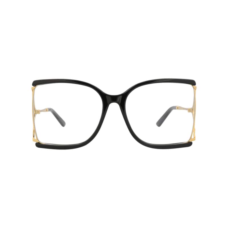 Gucci Square-Frame Injection Optical Frames - Black Gold Transparent - Multi