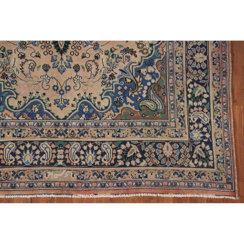 Hand Knotted Oriental 100% Wool Carpet Traditional Floral Peach Hamedan Area Rug - 9' 9'' X 5' 11''
