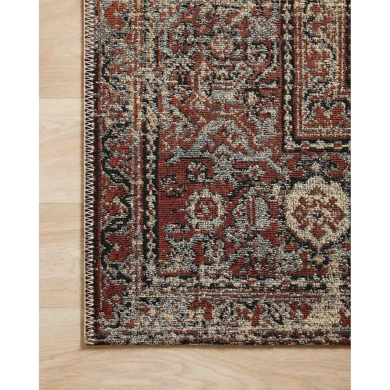 Alexander Home Luciano Distressed Brick Oriental Indoor/ Outdoor Rug