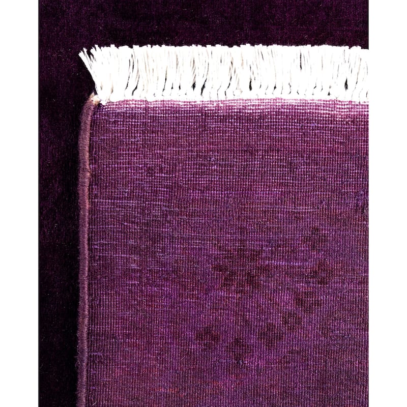 Overdyed One-of-a-Kind Hand-Knotted Area Rug - Purple - 3' 2" x 12' 5"