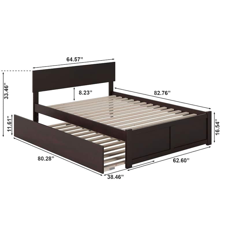 AFI Orlando Platform Bed with Footboard & Twin XL Trundle