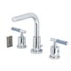 preview thumbnail 8 of 34, Kingston Brass Synchronous Two-Handle 3-Hole Deck Mount Widespread Bathroom Faucet with Brass Pop-Up Drain Polished Chrome