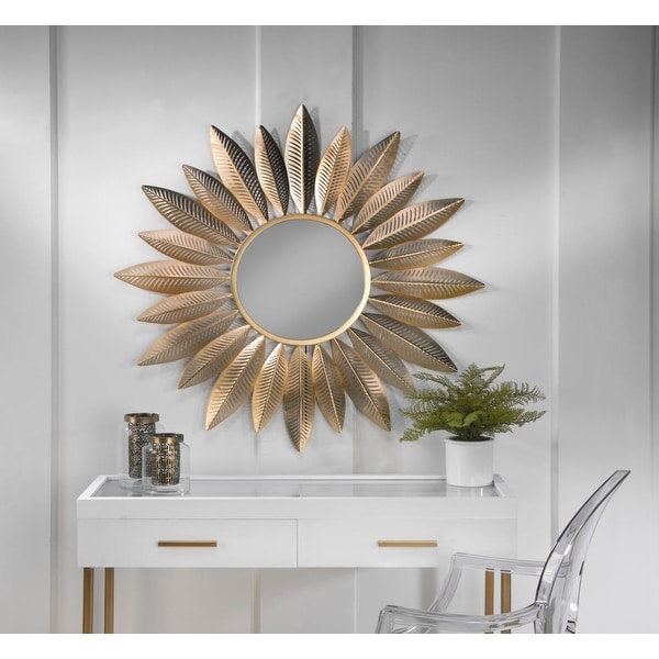 Gold Metal Starburst Feather Wall Mirror On Sale Bed Bath