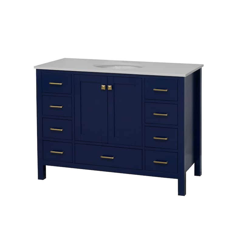KitchenBathCollection Horizon 48" Bathroom Vanity with Engineered White Top