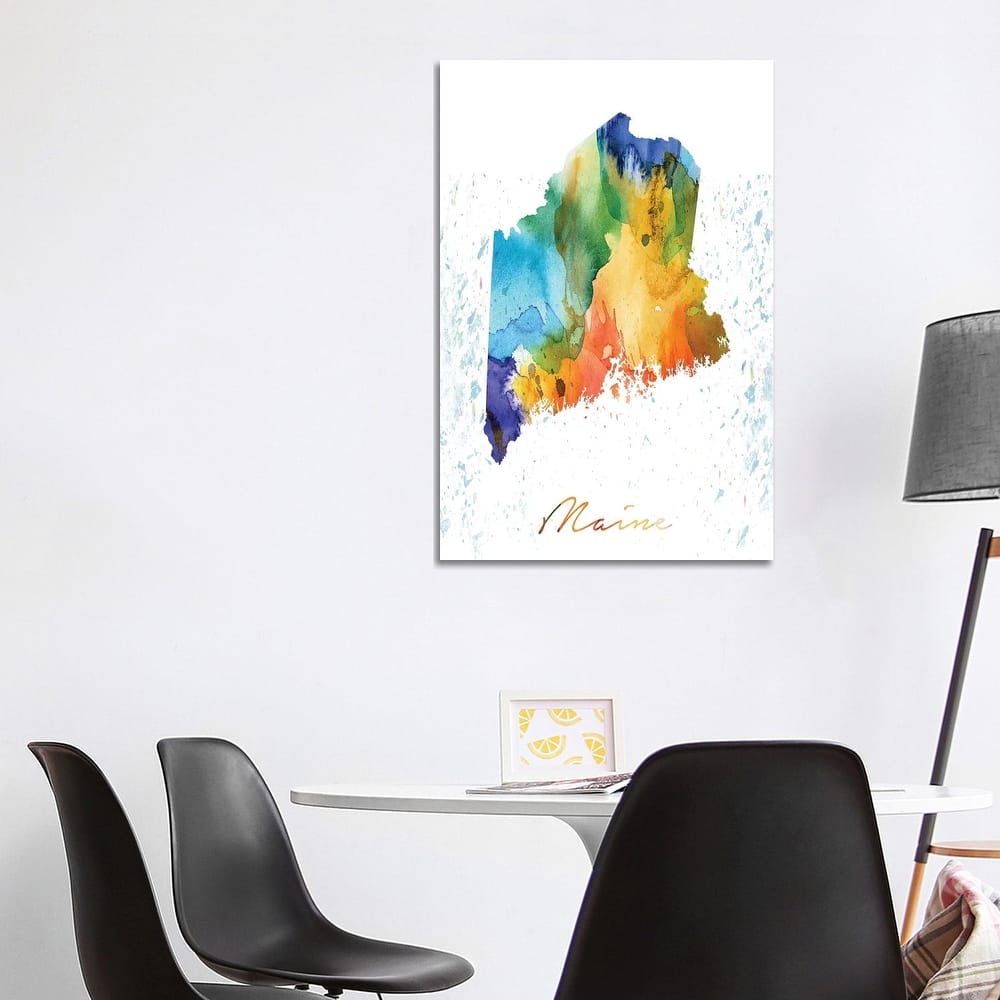 iCanvas "Maine State Colorful" by WallDecorAddict Canvas Print
