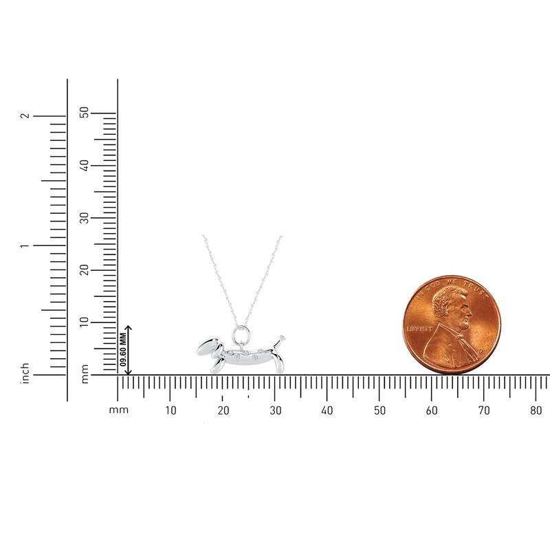 1/20ct Diamond Dachshund Dog Pendant Necklace in Gold Plated Silver for Women