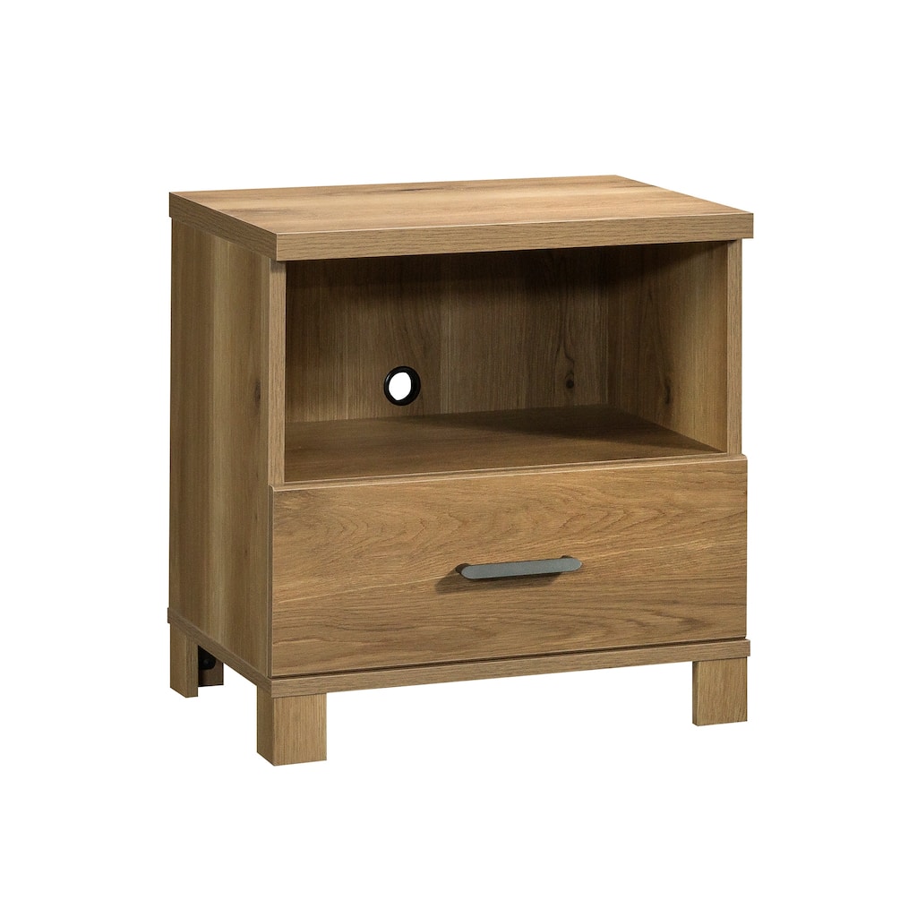 Brown Finish Country Style Nightstand with Metal Runners