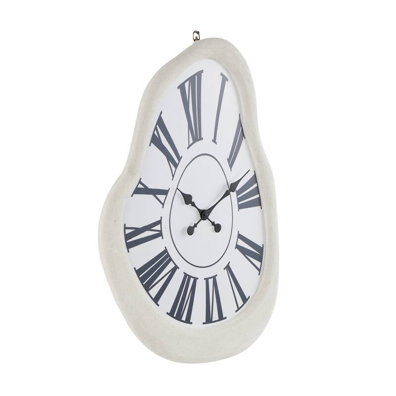 Wooden Abstract Wavy Wall Clock with Roman Numerals - White - Roche River Decor