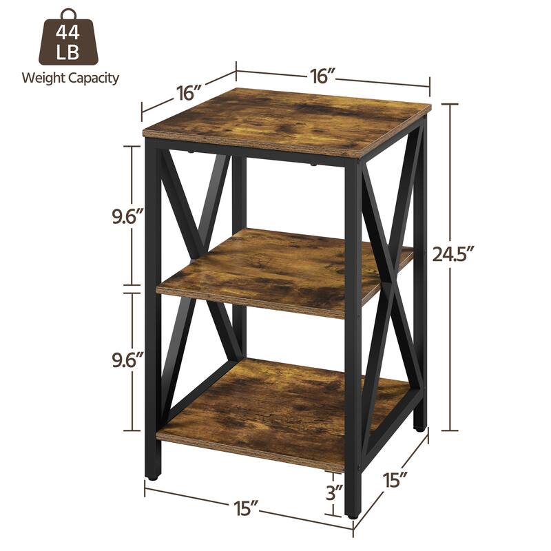 Yaheetech 3 Tier Sofa Side End Table with Shelf, X Shape SideTable