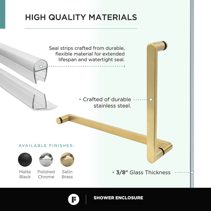 Shower Enclosure with Double Threshold Acrylic Shower Base Set
