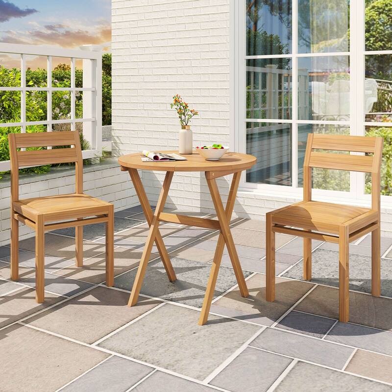 Costway Outdoor Side Table with Slatted Tabletop & X-Shaped Structure - See Details