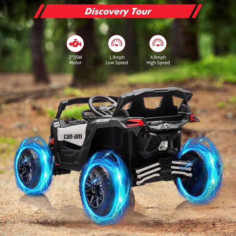 12V Ride on UTV Car, Licensed Can-Am Electric Off-Road Car, Ride on Truck Car for Kids