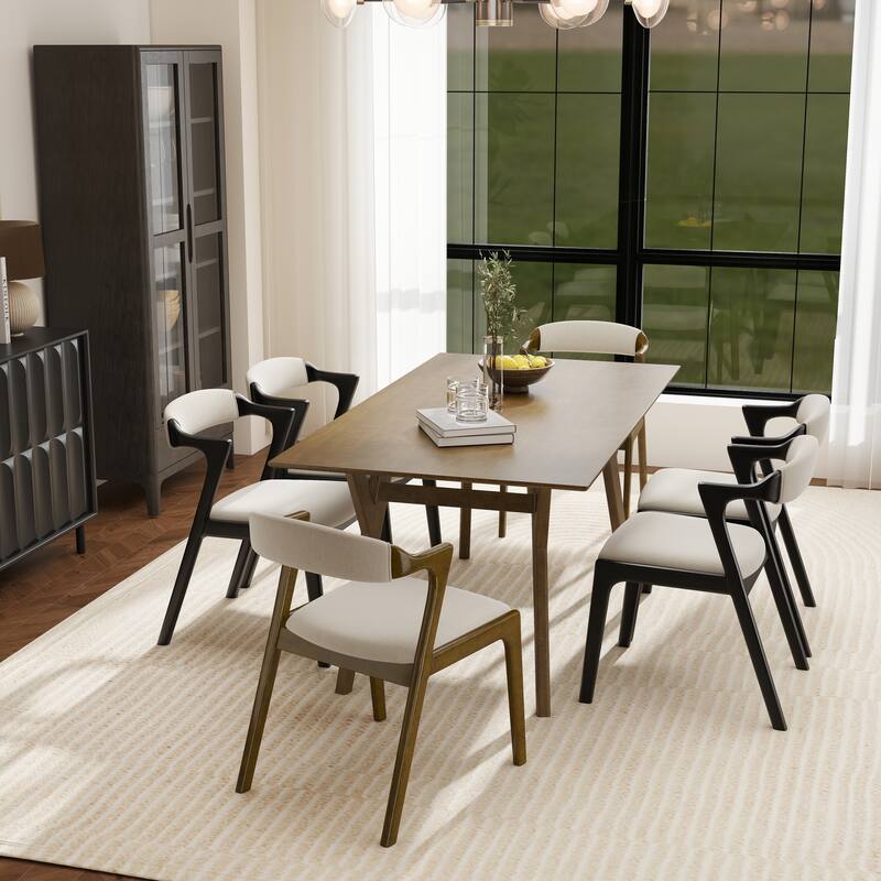 Roundhill Furniture Lavin Modern 7-Piece Dining Set, Dining Table with 6 Chairs