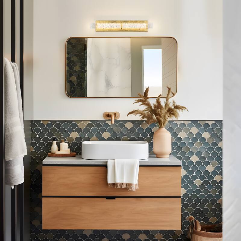 Modern Glam 1-Light LED Gold Wall Sconce Linear Vanity Lights - L24.2" x W4.3"