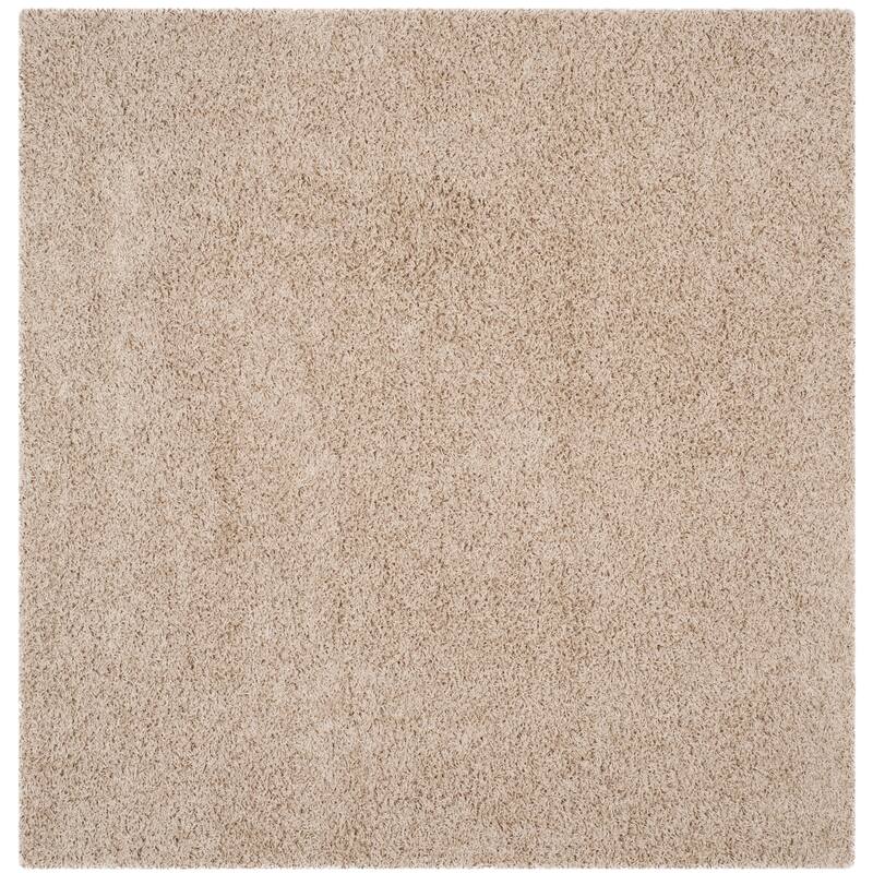 SAFAVIEH Athens Shag Ilaha 1.5-inch Thick Rug - 6'7" x 6'7" Square - Beige