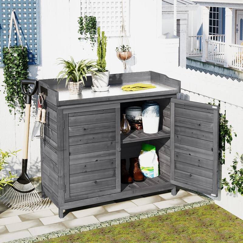 Outdoor Potting Bench Table - Grey