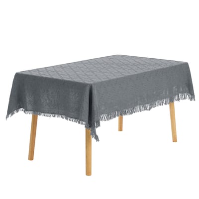 1 Pack Rectangle Tablecloth, Cotton Linen Table Cover with Tassels