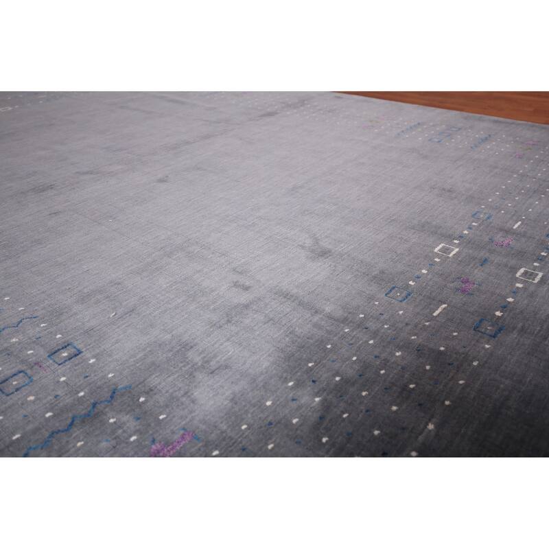 Tribal Gray Gabbeh Oriental Area Rug Handmade Wool Carpet - 8'2"x 10'2"