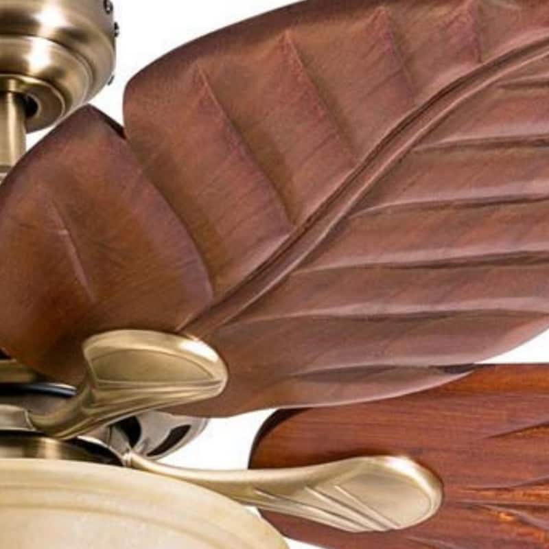 52" Honeywell Royal Palm Aged Brass LED Ceiling Fan with Light, Pull Chain