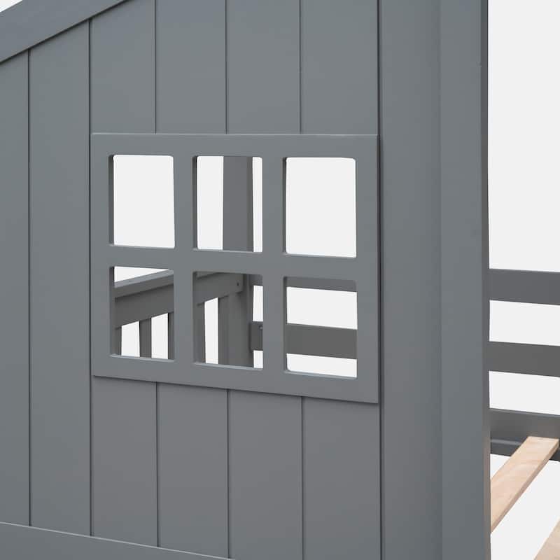 Twin Over Twin House Bunk Bed With Ladder