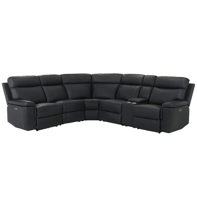 Furniture of America Joren Modern FSC Certified Leather Match Power Recline Sectional with Console and USB Port