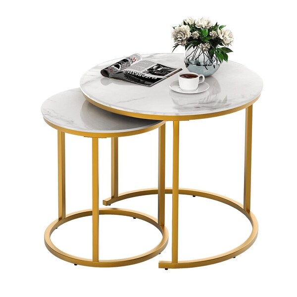 Marble coffee table set of 2 store
