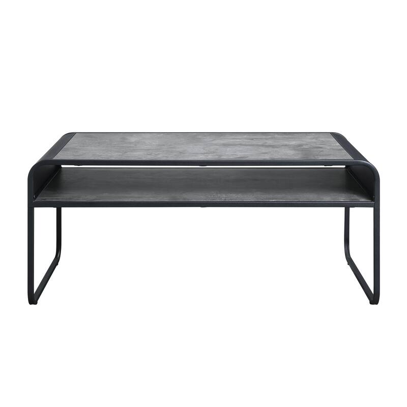 Raziela Concrete Gray & Black Finish Coffee Table