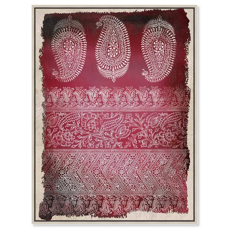 Burgundy Stamps Canvas by Art Remedy - Silver - 24" x 30"