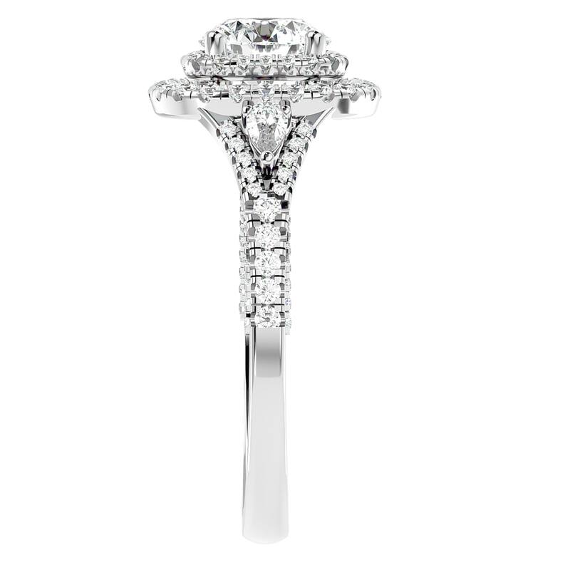 1 3/4Ct Diamond & Moissanite Halo Engagement Ring in Gold