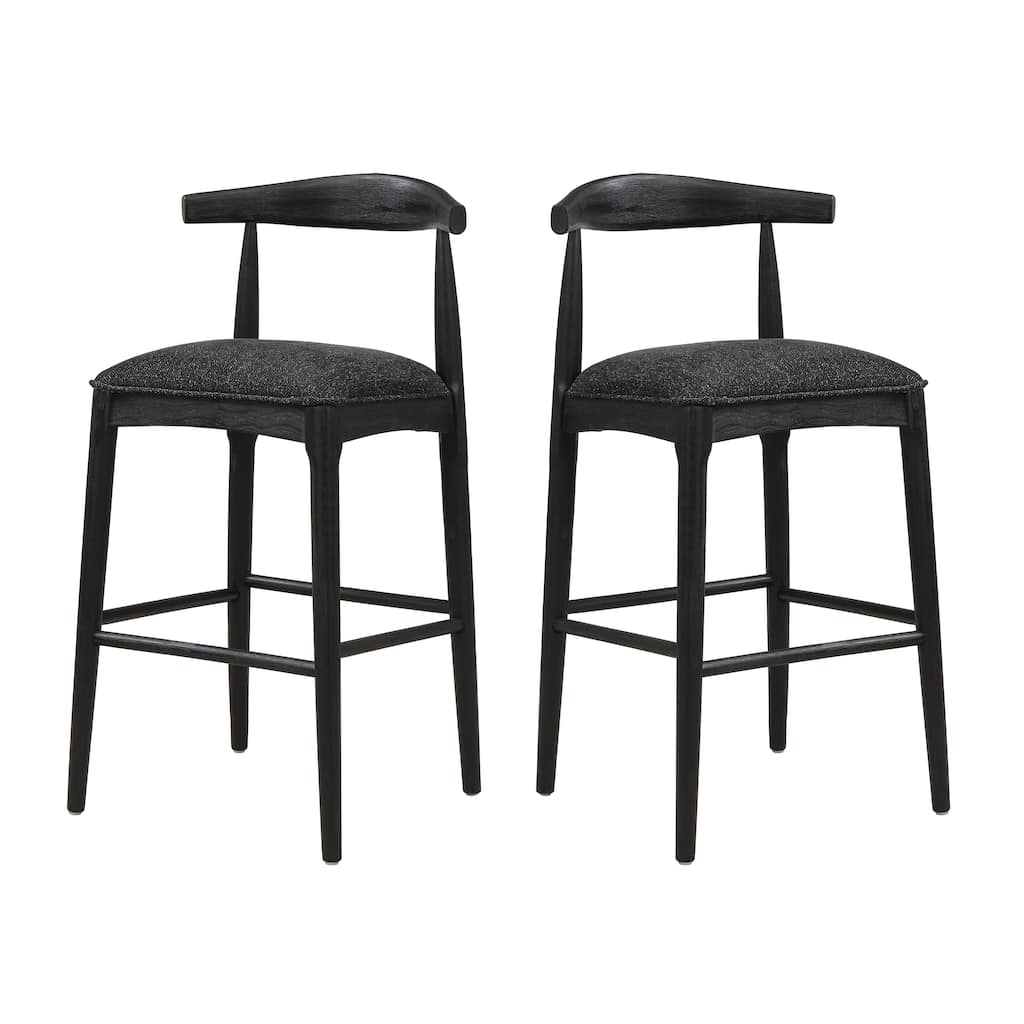 Fabric Bar Stools Set of 2 with Upholstered Seats and Footrest