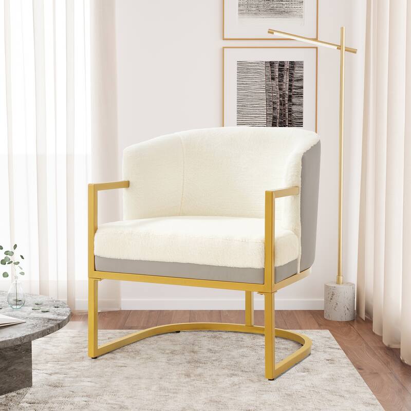 Christopher Knight Home - Modern Upholstered Accent Chair with Gold Metal Frame - Beige