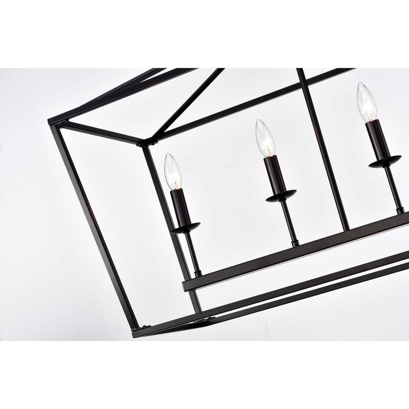 Jayce Matte Black 6-Light Metal Linear Chandelier