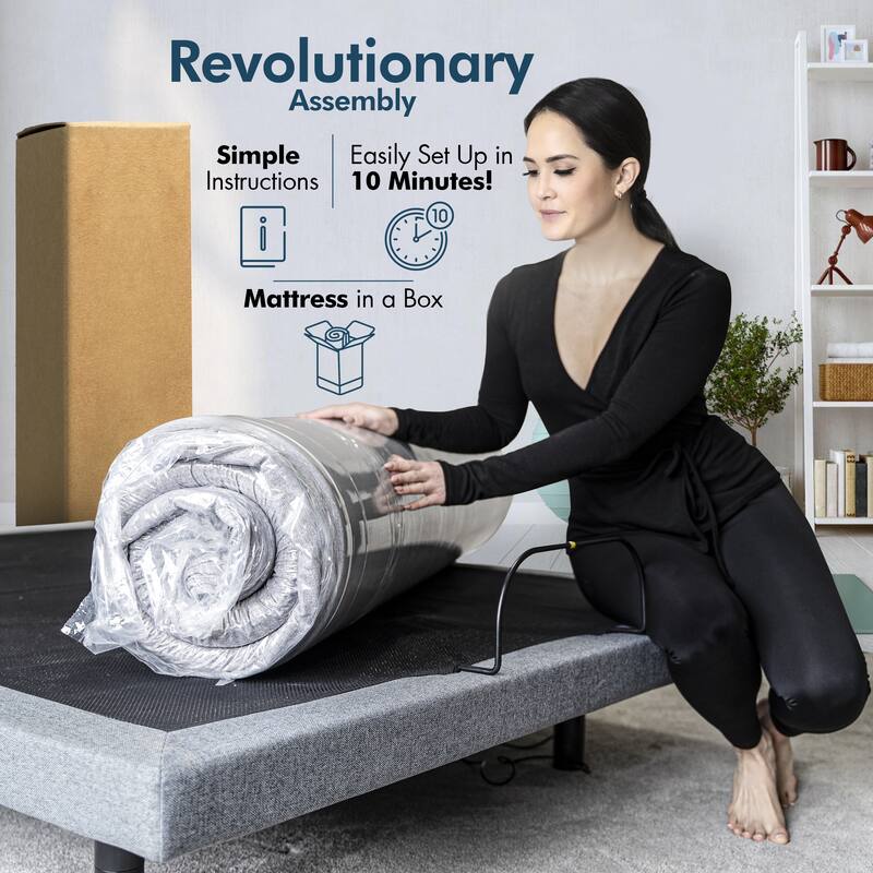Renanim Adjustable Full Bed Frame with Hybrid Mattress, Dual Massage, USB Ports, App, Remote