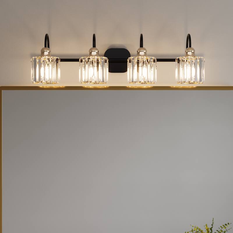 ExBrite Modern Rose Gold Dimmable Bathroom Crystal Vanity Lights