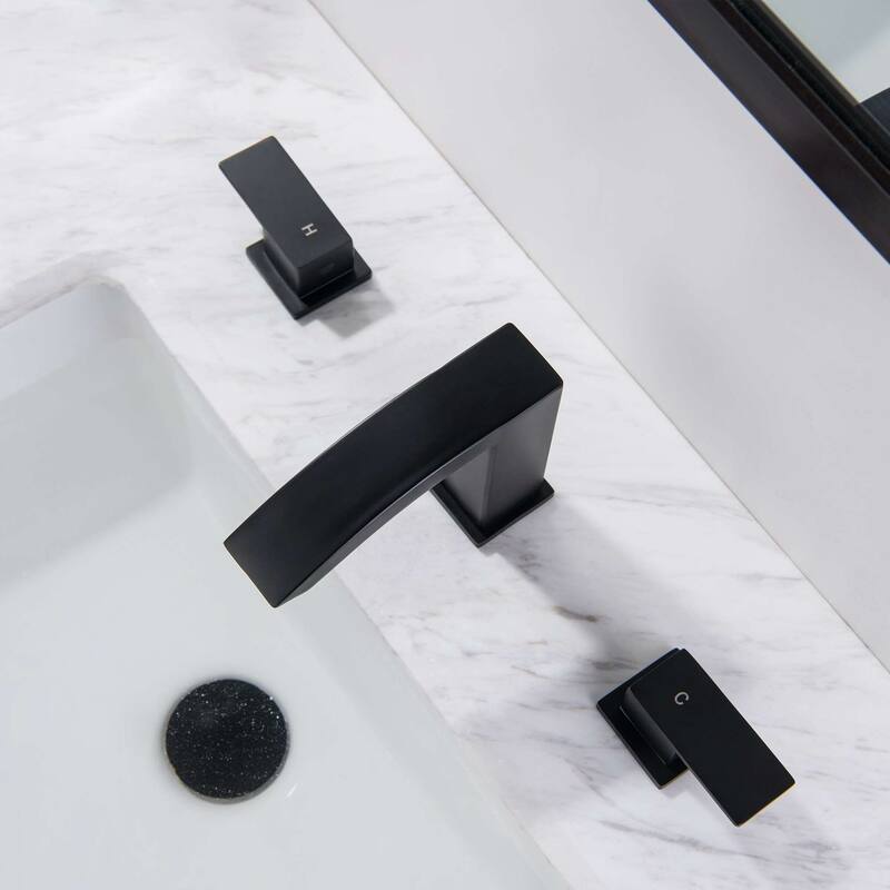 Widespread Bathroom Faucet Waterfall 3 Holes Bathroom Sink Faucet Double Handle Modern 8 Inche Basin Vanity Taps With Valve
