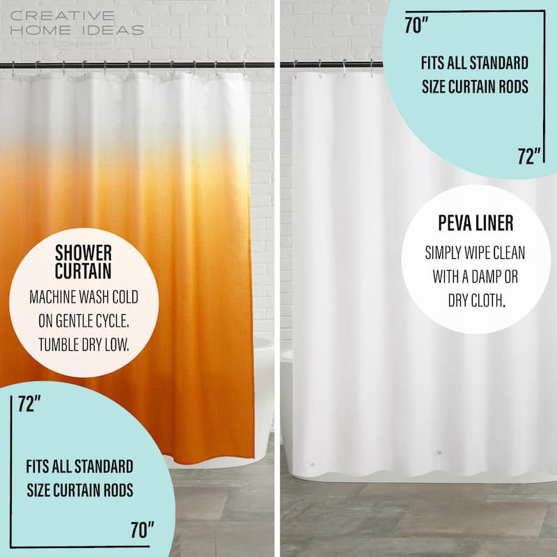 14-Piece Bath/Shower Set - Ombre Shower Curtain, Hooks & PEVA Liner