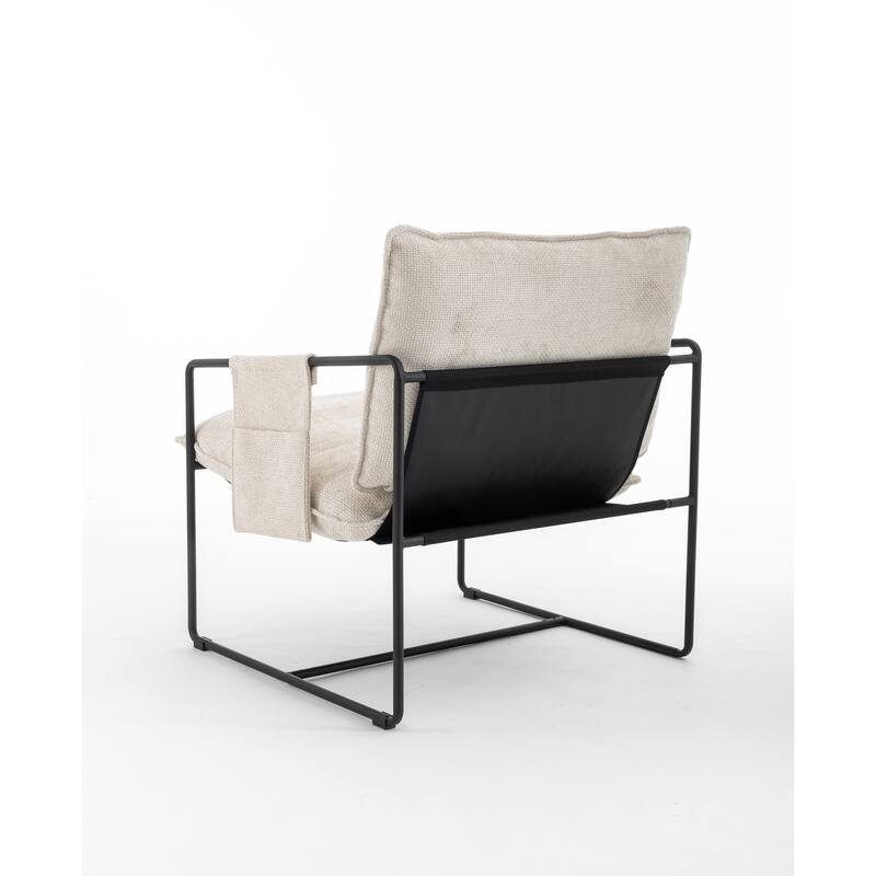 Upholstered Hanging Armchair with Arm PocketsMetal frame