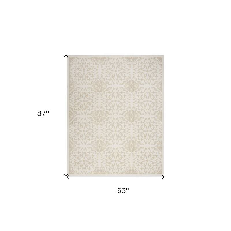 Power Loomed Floral Traditional Non Skid Stain Resistant Area Rug - 87' X '63' X '0.5